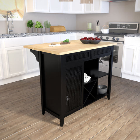 Image of Stationary kitchen island w/ drop-leaf countertop Image 1