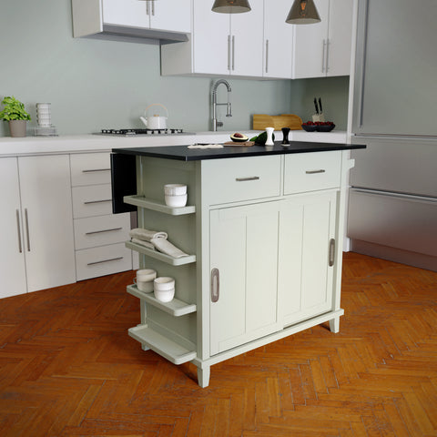 Image of Stationary kitchen island w/ drop-leaf countertop Image 1