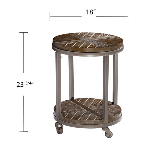 Image of Goes anywhere round side table w/ display shelf Image 7