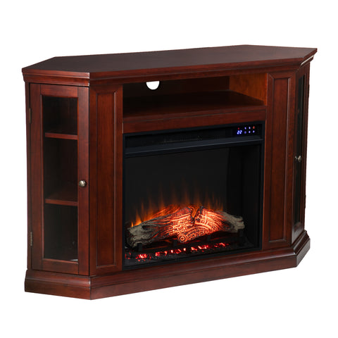 Image of Electric fireplace curio cabinet w/ corner convenient functionality Image 5