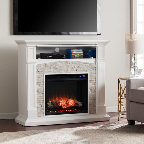 Image of Seneca Electric Touch Screen Media Fireplace - White