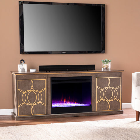 Image of Low-profile media console w/ color changing fireplace Image 1