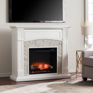 Seneca Electric Touch Screen Media Fireplace - White