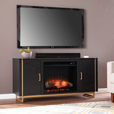 Image of Low-profile media fireplace w/ storage Image 1