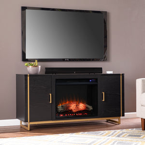 Low-profile media fireplace w/ storage Image 1