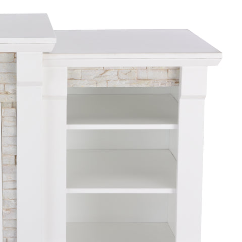 Image of Low profile bookcase fireplace w/ faux stone surround Image 10