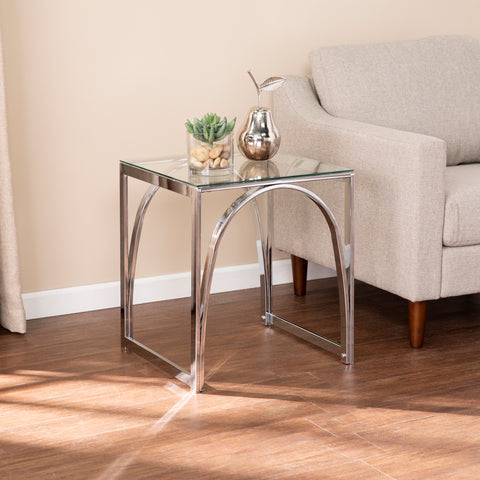 Image of Square side table w/ glass top Image 1