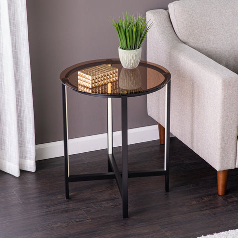 Image of Glass-top end table w/ LED lighting Image 5