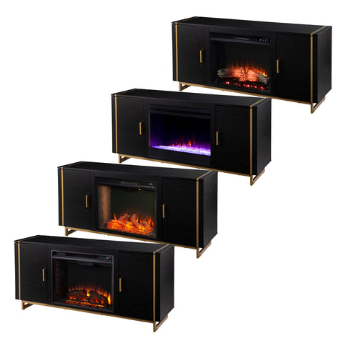 Image of Low-profile media fireplace w/ storage Image 7