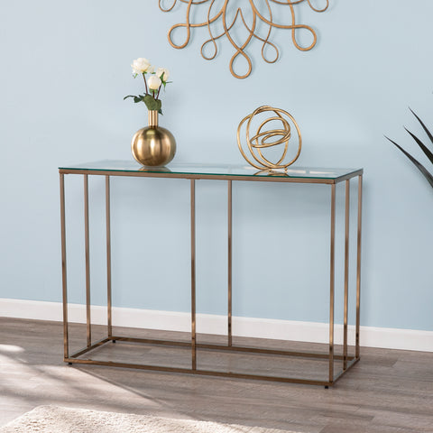 Image of Nicholance Contemporary Glass-Top Console Table