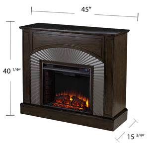 Two-tone electric fireplace w/ textured silver surround Image 7