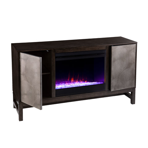 Image of Fireplace media console w/ textured doors Image 9