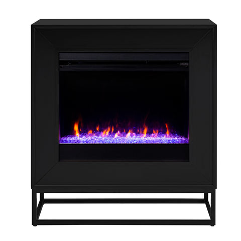 Image of Sleek, modern fireplace mantel w/ contemporary, acrylic filled firebox Image 4