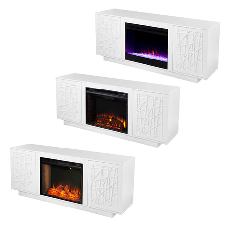 Image of Low-profile media cabinet w/ electric fireplace Image 8