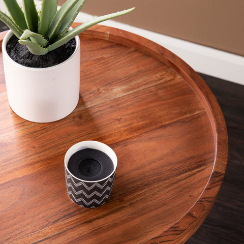 Image of Round side table w/ tray-top look Image 2