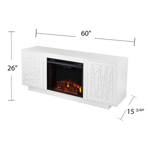 Image of Low-profile media cabinet w/ electric fireplace Image 7