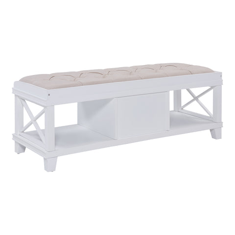 Image of Wyndcliff White Upholstered Storage Bench