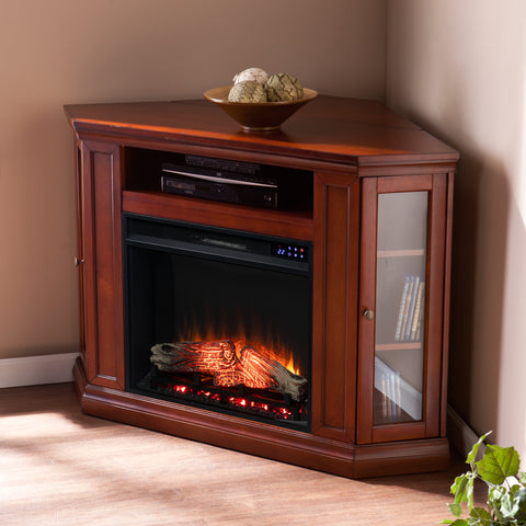 Image of Electric fireplace curio cabinet w/ corner convenient functionality Image 1