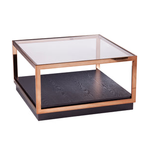 Square cocktail table w/ glass top Image 4