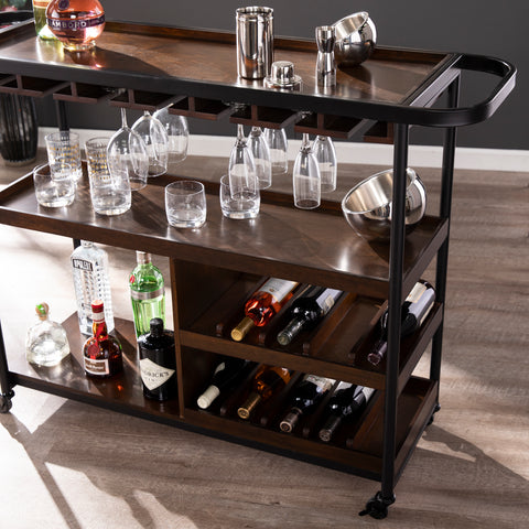 Image of Modern bar cart w/ wheels Image 2