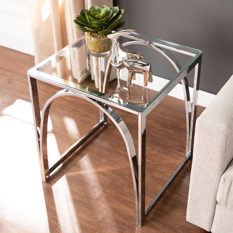 Image of Square side table w/ glass top Image 2