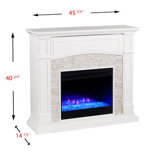 Color changing fireplace w/ stacked faux stone surround Image 8