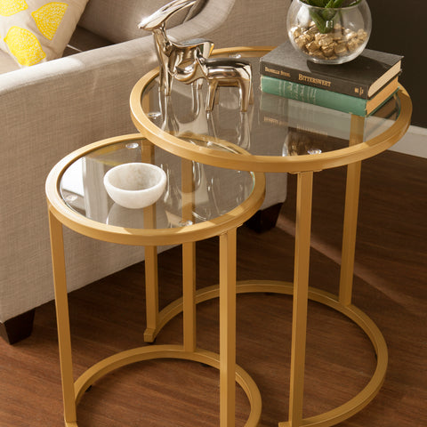 Image of Round nesting end table set Image 2