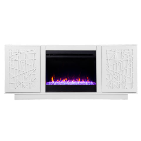 Image of Low-profile media cabinet w/ color changing fireplace Image 2