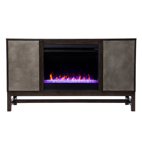 Image of Fireplace media console w/ textured doors Image 4