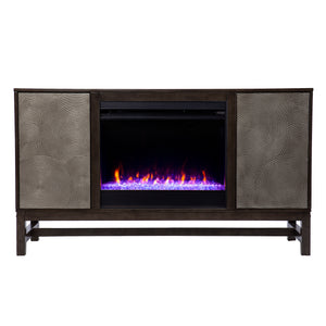 Fireplace media console w/ textured doors Image 4