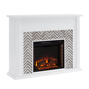 Fireplace mantel w/ authentic marble surround Image 4