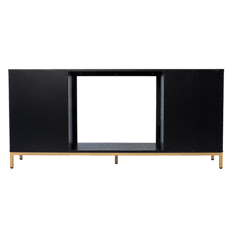 Image of Electric media fireplace w/ modern gold accents Image 6