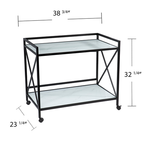 Image of Faux marble bar cart w/ wheels Image 2