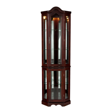 Image of Space saving, lighted corner design curio with mirrored back Image 4