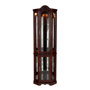 Space saving, lighted corner design curio with mirrored back Image 4