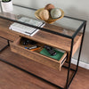 Industrial console table w/ glass top Image 2