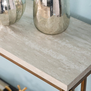 Sophisticated faux stone sofa table Image 2