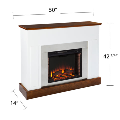 Image of Sleek electric fireplace with metallic surround Image 6