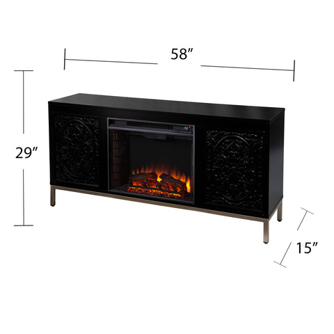 Image of Low-profile media console w/ electric fireplace Image 6