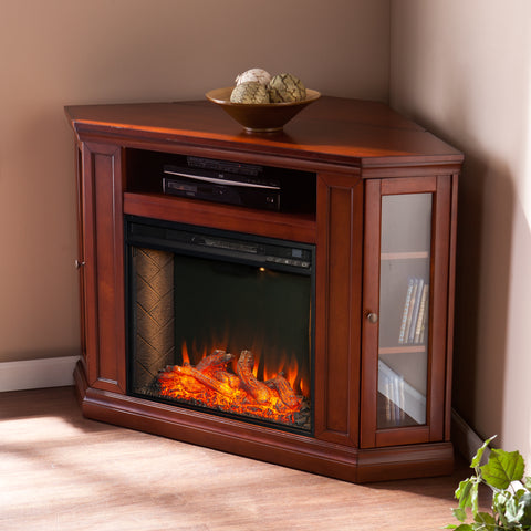 Image of Electric fireplace curio cabinet w/ corner convenient functionality Image 3