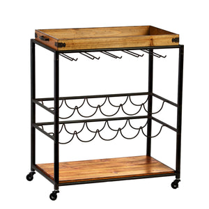 Kitchen cart with wine rack and glassware storage Image 4