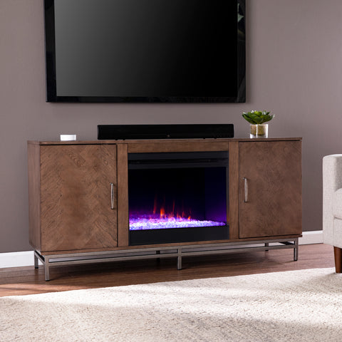 Image of Color changing fireplace w/ media storage Image 1