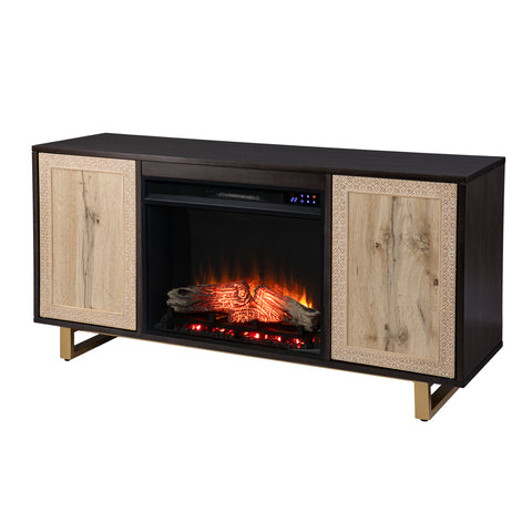 Image of Modern electric fireplace w/ media storage Image 3