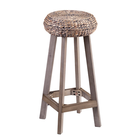 Image of Rutina Round Backless Water Hyacinth 30" Barstools 2pc Set - Weathered Gray