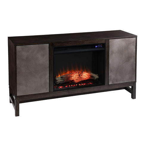 Image of Fireplace media console w/ textured doors Image 4