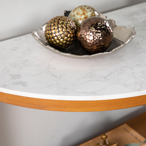 Image of Faux marble top console table w/ display storage Image 2