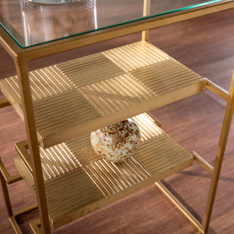 Image of 3-tier accent table w/ glass top Image 2