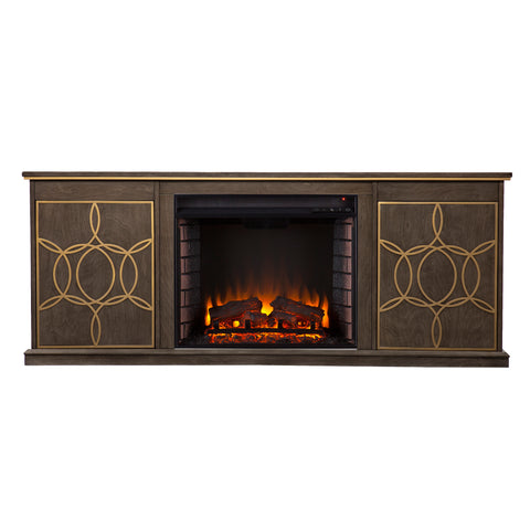 Image of Low-profile media console w/ electric fireplace Image 2