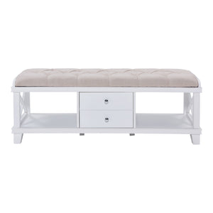 Wyndcliff White Upholstered Storage Bench