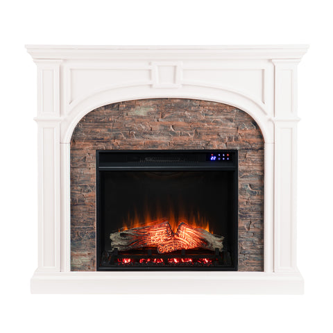 Image of Tanaya Touch Screen Electric Fireplace w/ Faux Stone